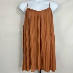Miss guided swing pleated dress size 8 bronze peach